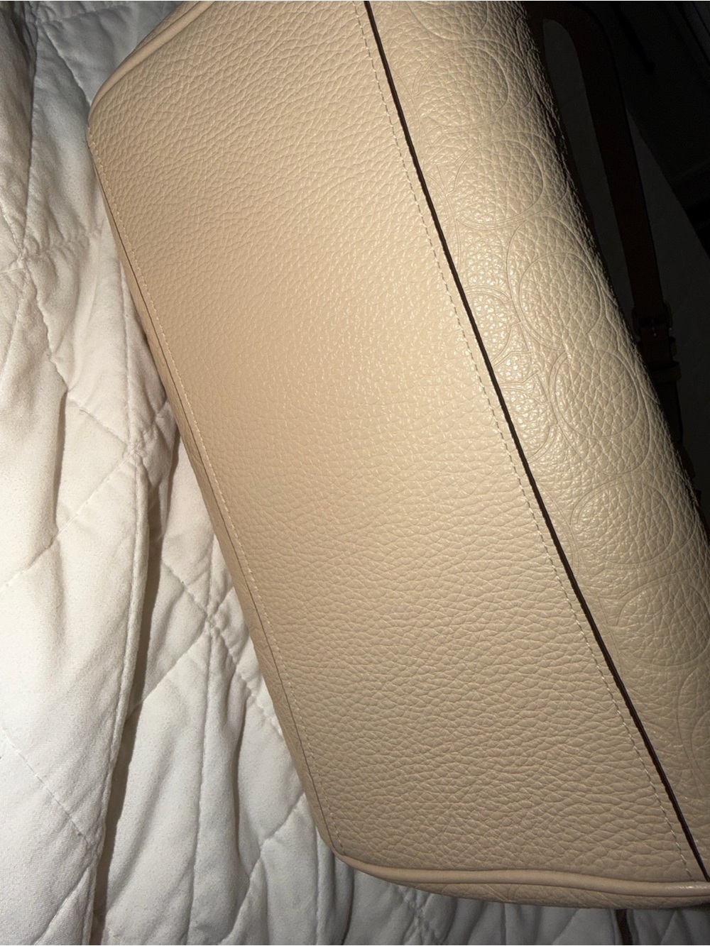 Coach Pebbled Leather Rowan Satchel Oat/Gold - Picture 8 of 8